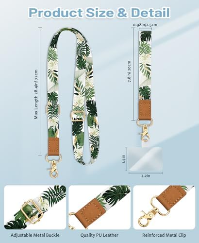 Yonlevres Phone Lanyard Crossbody Strap Wrist Neck Adjustable Women Leaf - Image 6