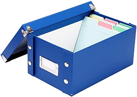 Snap-N-Store Index Card Holder Storage Box - Collapsible Organizer Box fits 1100 Flash Cards - Business, Recipe, or Note Card - 4 x 6, 2 Pack, Classic Blue - Image 5