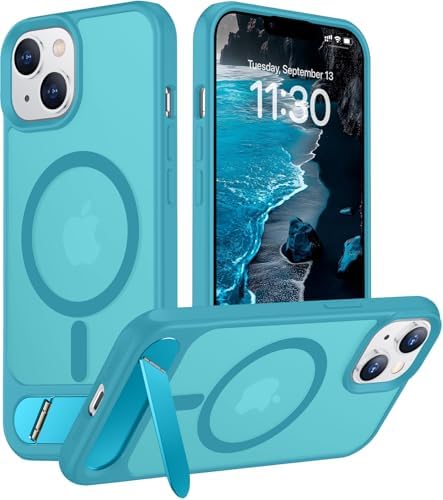 Temdan Magnetic Compatible with iPhone 14 Case/iPhone 13 Case,[Built-in Invisible Kickstand][Compatible with MagSafe][Military Grade Shockproof] Slim Translucent Matte Phone Case for iPhone 14/13 6.1" by Temdan