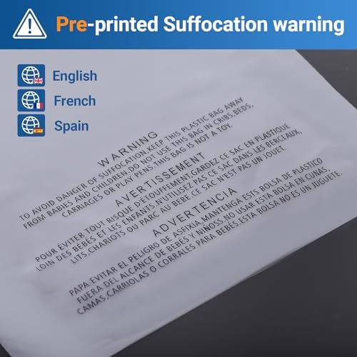 100 Count 10x13 Clear Poly Mailers with Suffocation Warning, Self Seal Plastic Envelopes for T-Shirt & Clothes, FBA Compliant Shipping Supplies with Permanent Adhesive - Image 3