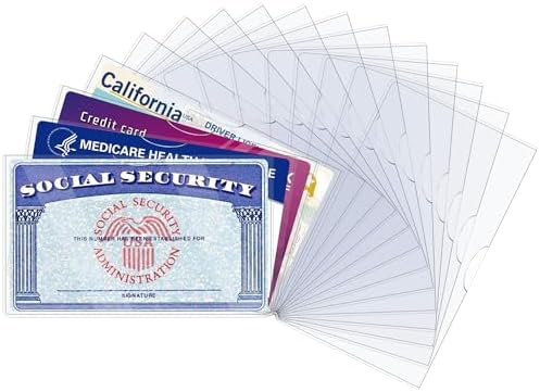 LIEMAND 16 Pack Social Security Card Protector Sleeves, Ultra Clear & Durable 31Mil Waterproof SSN/New Medicare/Credit Card Holder, Soft ID/Debit/Credit/Business Card Holder by LIEMAND