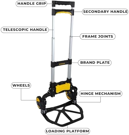 Stanley Folding Hand Truck with Basket Clip-60KG, Silver, SXWTD-FT501 - Image 4