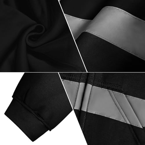 TCCFCCT Safety Jackets for Men Reflective Safety Work Hoodies with Zipper, Class 3 High Visibility Hoodie for Men Women, Hi Vis Hoodies for Surveyors, Dirt-resistant Part, Black L - Image 4