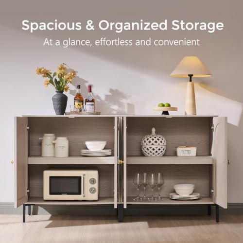 IFGET 34"Tall Modern Arch Sideboard Buffet Cabinet with Storage, Light Grey - Image 3