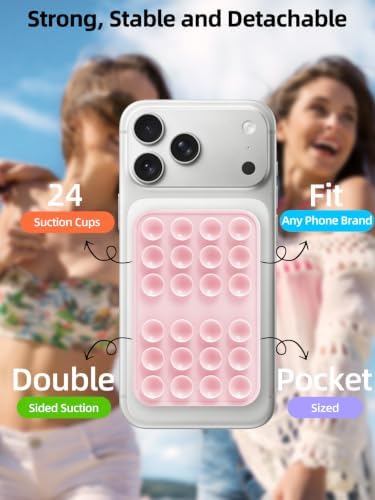 TopMadeDouble Sided Suction Phone Case Adhesive Mount 2 Pack, Pink - Image 2