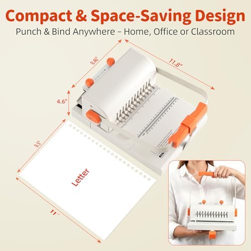 Binding Machine Kit 2:1 Hole Pitch Book Binding Kit with 10PCS 5/8'' Wires and Plier, Manual Paper Punch Binder for DIY Notebooks, Journals, Albums, School Projects, Home/Office Use - Image 4