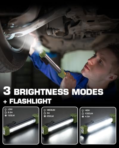 EverBrite 1000LM Work Light, Rechargeable Magnetic Flashlight, Green - Image 6