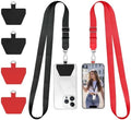 Doormoon Phone Lanyard, Universal Neck Strap with Patch for Phone Case Wallet Tether Key Chain ID Badge Holder for Most Smartphones, 2 Pack, Black Red by Doormoon