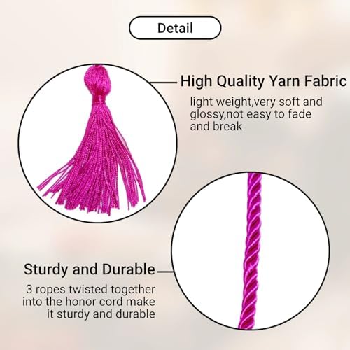Graduation Honor Cords, 68" Long (Hot Pink) - Image 2