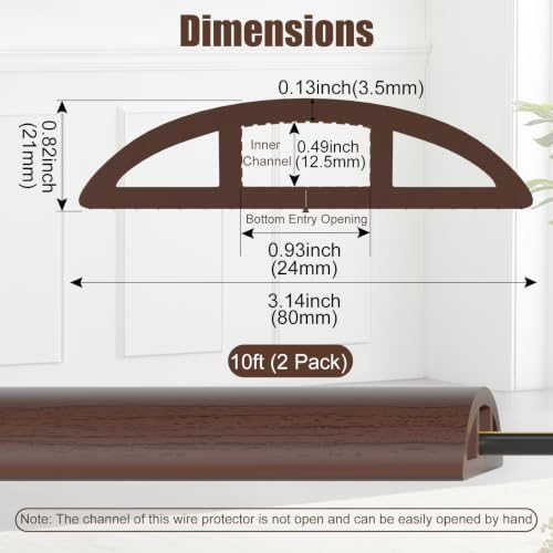 Eapele Floor Cord Cover 10ft (2 Pack) Cord Covers for Wires on Floor, Heavy Duty Extension Cord Cover, Rubber Floor Cable Cover, Prevent Trip Hazard for Sidewalk Home Office Outdoor or Indoor Settings - Image 2