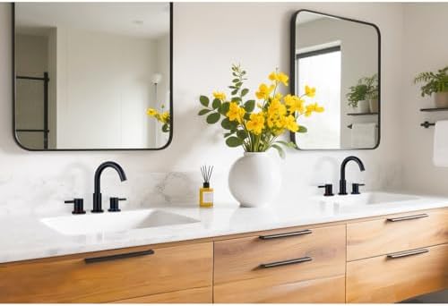 Black Bathroom Faucet 3 Hole, 2-Handle Widespread Faucet (2 Pack) - Image 2