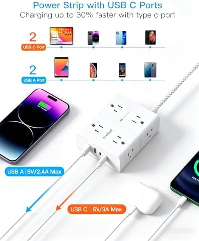 Extension Cord 25 Ft, One Beat Surge Protector Power Strip 25 Ft Long Cord - Image 4
