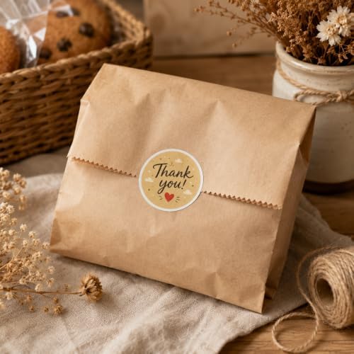60pcs Kraft Thank You Stickers, Rustic Packaging Labels for Small Business Orders, Handmade Product Seal Stickers, Round Brown Eco Friendly Thank You Tags 2 Inch - Image 4