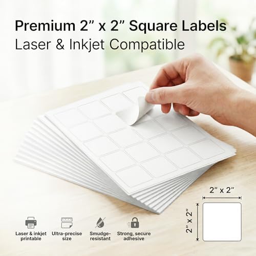 2" X 2" Matte White Printable Labels (30 Sheets, 600 Stickers) - Image 2