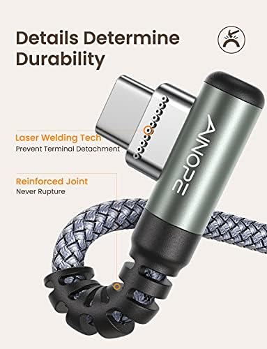 AINOPE USB C Cable 10FT 3.1A Type C Charger Fast Charging, Right Angle USB Type C Cable, Nylon Braided USB C Charging Cable Compatible with Galaxy S10 S9 S8 Plus, A51 A11 A10 A20, LG V50 V40 G8 G7 - Image 6