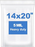 20 PCS 14"x20" 5Mil Large Clear Zip Seal Lock Poly Plastic Reclosable Bags by somogaclearzipbags