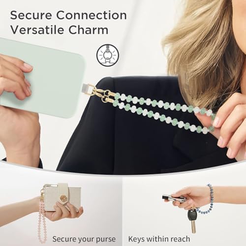 POSADINA Natural Stone Phone Charm, Beaded Healing Phone Wrist Strap, Handmade Cellphone Chain Lanyard with Tether Tab - Image 6