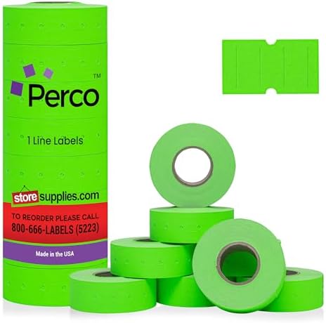 Perco 1 Line Price Gun Labels - Fluorescent Green, 8000 Count by Perco