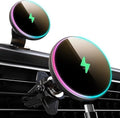 for Magsafe Car Mount Charger 15W LED RGB Car Phone Holder for Dash Vent by MOKPR