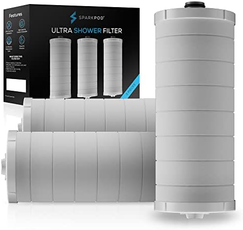 SparkPod Ultra Shower Filter Cartridge - High Output Shower Head Filter Cartridge Replacement - Unique Filtration Method Removes Up To 95% of Chlorine, Heavy Metals, Sediments & Impurities (3 Pieces) by SparkPod