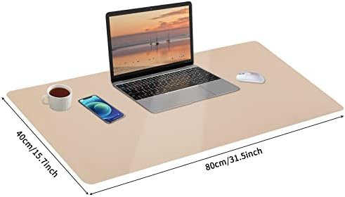 Leather Desk Pad, Mouse Pad, Non-Slip Desk Protector Mat, Leather Desk Blotter, Computer Desk Pad, Waterproof Desk Mat for Office Home Decor - Beige (31.5×15.7 Inches) - Image 4