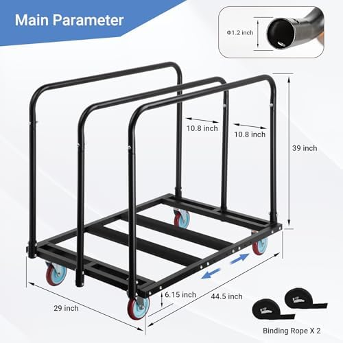 Updated Folding Table Cart, Heavy Duty Drywall Dolly Cart 2000LBS - Image 3