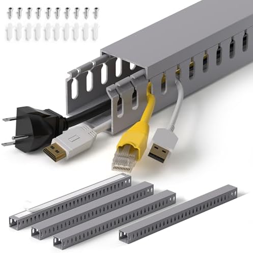 1.4"H x 1.6"W Cable Raceway, 66in Under Desk Wire Management Channel, Grey by ZhiYo