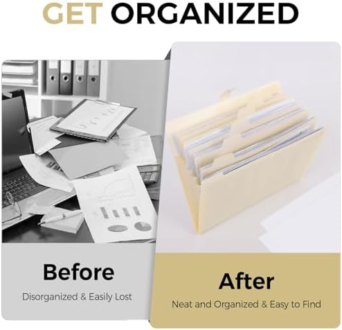 SKYDUE Expanding File Folder, Accordion File Organizer with 8 Pockets, Expandable Document Paper Receipt Holder for School Office Hospital, Letter/A4 Size Beige - Image 6