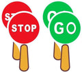 4 PCS Double Sided Stop Sign Handheld Children Red and Green Traffic Sign Lights for Children in the Classroom, Teaching Traffic Safety When Crossing the Street Road Signs, 9.84 x 7.08 inches by Unknown