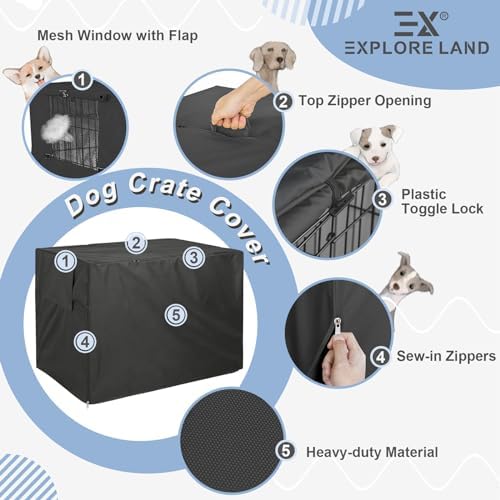 Explore Land Dog Crate Cover, 18 inches, Black - Image 5