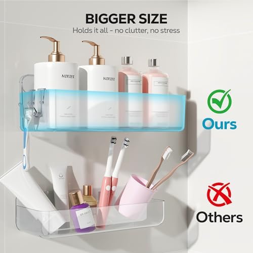 Nieifi Adhesive Shower Shelves, Clear, 5 Pieces - Image 4