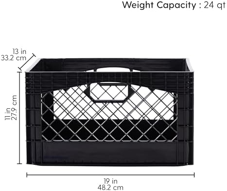 Plastic 24-Quart Rectangle Milk Crate Storage with Handles, 3-Pack - Image 6