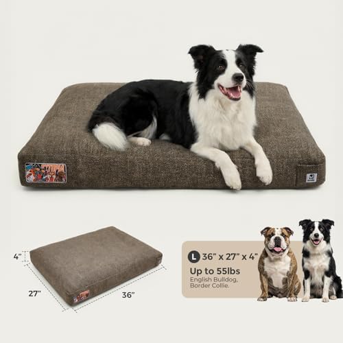 Sytopia 36Inch Indestructible Dog Bed for Large Sized Dogs, Chew Proof Washable Pet Crate Pad with Removable Cover, Durable Waterproof Dog Bed Great for Indoor, Crate, Patio Use, Brown - Image 6