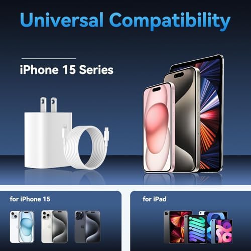 Phone 17 16 15 Charger Fast Charging Type C Chargers USB C Fast Charger Block & Phones 17 Charger Cord 6.6FT Long USB C Charging Cable for i.Phone 17/17 Pro/17 Pro Max/Air/Phone 16 15 Pro Max,White - Image 3