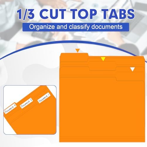 File Folder, HERKKA 30 Pack 1/3 Cut Tab File Folders, File Folders Great for Organizing and Filing, Letter Size, Orange - Image 3