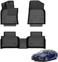 Powerty Floor Mats for Toyota Camry 2018-2024 FWD Only (Not Fit Hybrid or AWD) All Weather 3D TPE Anti-Slip Car Liners for 1st & 2nd Row Accessories by Powerty