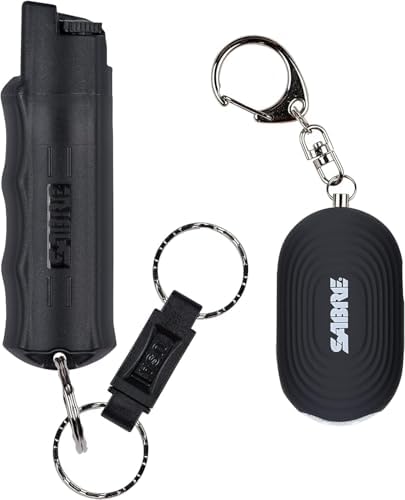 SABRE Personal Safety Kit with Pepper Spray and 2-in-1 Personal Alarm with LED Light, 0.54 fl oz, 25 Bursts,130dB Alarm, Audible Up to 1,250 Feet by SABRE