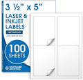 3.5" X 5" Matte White Printable Shipping Labels (100 Sheets, 400 Stickers) by SpartanIndustrial