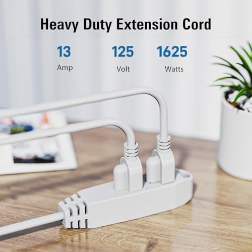 K KASONIC 12 FT 3 Outlet Extension Cord, 16/3 SJTW Grounded Cord, White - Image 2