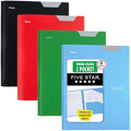 Five Star 2-Pocket Plastic Folder with Stay-Put Tabs and Prong Fasteners, Holds 8.5" x 11" Paper, Assorted Colors, 4 Pack (340300A) by FiveStar