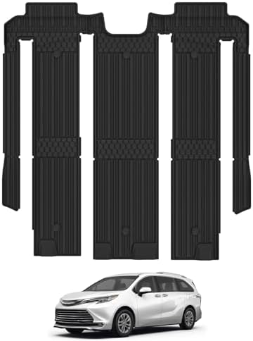 3W 2nd & 3rd Row Floor Mats for Toyota Sienna 2021-2026, TPE All Weather by 3W