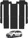3W 2nd & 3rd Row Floor Mats for Toyota Sienna 2021-2026, TPE All Weather by 3W