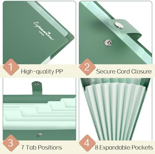 Sooez Elegant Accordion File Organizer, 8 Pocket Expanding File Folder - Image 5