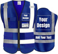High Visibility Reflective Safety Vest Customize Logo Hi Vis Protective Workwear Outdoor Work Vest (S, Navy Blue) by YOWESHOP