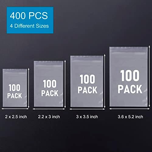 Small Plastic Bags, 400 PCS Mini Baggies, 4 Assorted Sizes - Image 4