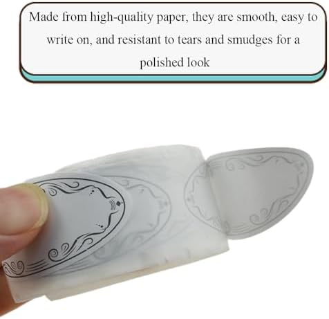 HAHIYO 1*2.25In 150P Oval White Kraft Stickers with Black Artistic Border - Timeless Design Blank Kraft Labels Roll to Write On Durable Dot Stickers for Jar Canning Labels Price Tags Store Organizing - Image 6