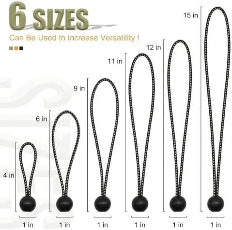 30 Pack Ball Bungee Cord, Heavy Duty Bungie Cord Balls (15",Black/White) - Image 2