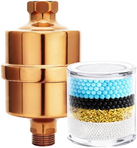 Metal Shower Filter, Stainless Steel 304, Clean Soft Water, Remove 99% Chlorine, Improve Your Skin Nail Hair, Easy to Install (Rose Gold) by Keycozy