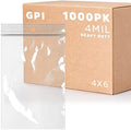 4" x 6" Zip Bags, 1000 Pack, 4 Mil Heavy Duty, Hang Hole for Display, GPI by GPI