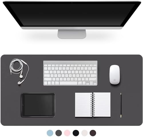 Leather Desk Pad Protector,Non-Slip Desk Pad(Dark Gray, 31.5" x 15.7") by CADONO